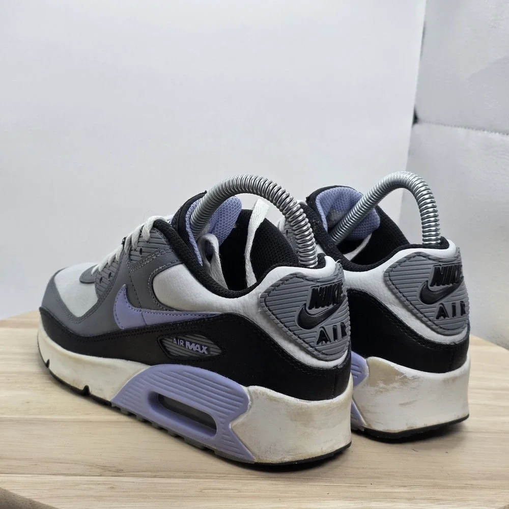 Youth Size 4Y - Nike Air Max 90 LTR Shoes Gray Purple Sneakers W5.5 - DV3607-001 - Picture 7 of 10
